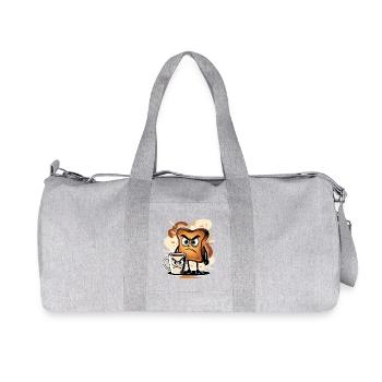 Angry toasts and coffee cup design - Recycled Canvas Sports Bag by Stanley/Stella - heather grey - Front