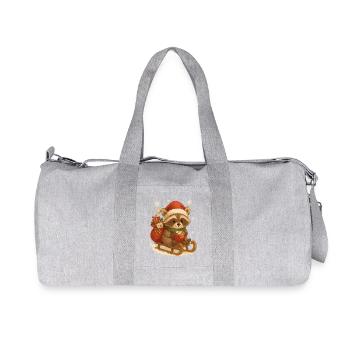 Christmas raccoon on sleigh - Recycled Canvas Sports Bag by Stanley/Stella - heather grey - Front