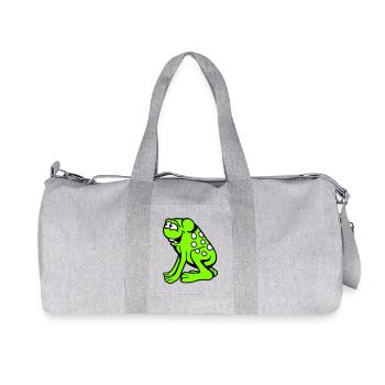 Frosch Kröte lacht lustig albern frech sitzt Comic - Recycelte Canvas-Sporttasche von Stanley/Stella - Grau meliert - Vorne