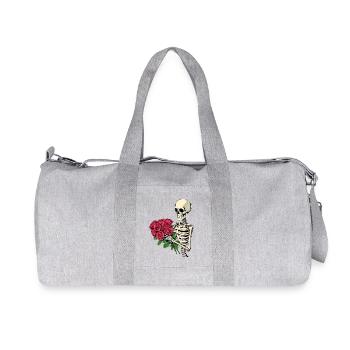 Squelette avec des roses - Sac de sport en toile recyclée Stanley/Stella - gris chiné - Devant