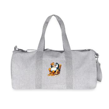 mignon pingouin dessin animé pizza nourriture se détendre paresser - Sac de sport en toile recyclée Stanley/Stella - gris chiné - Devant