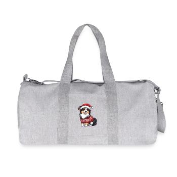 Border Collie Chien Noël - Sac de sport en toile recyclée Stanley/Stella - gris chiné - Devant