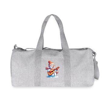 Bonhomme de neige avec guitare dans la magie de l’hiver - Sac de sport en toile recyclée Stanley/Stella - gris chiné - Devant