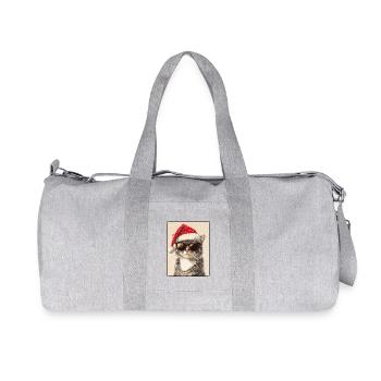 Chat cool avec lunettes de soleil Chapeau de Père Noël - Sac de sport en toile recyclée Stanley/Stella - gris chiné - Devant