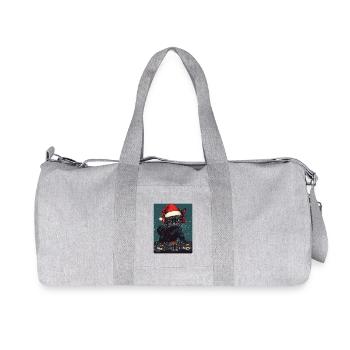 Coole DJ Katze mit Sonnenbrille Weihnachtsmütze - Recycelte Canvas-Sporttasche von Stanley/Stella - Grau meliert - Vorne