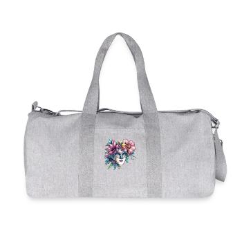 Floral mask in masquerade ball style - Recycled Canvas Sports Bag by Stanley/Stella - heather grey - Front