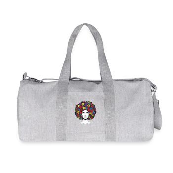 Flower Afro – Black History Melanin Pride - Recycled Canvas Sports Bag by Stanley/Stella - heather grey - Front