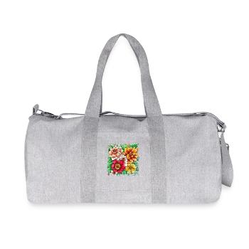Variété de fleurs, motifs floraux colorés - Sac de sport en toile recyclée Stanley/Stella - gris chiné - Devant