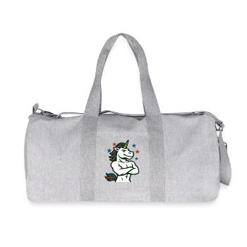 Confident Unicorn Illustration - Recycled Canvas Sports Bag by Stanley/Stella - heather grey - Front