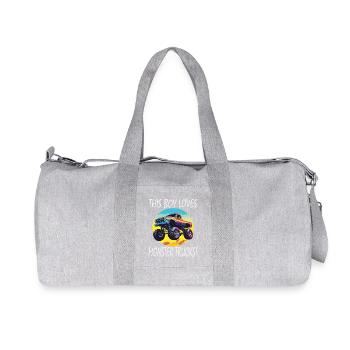Boy Loves Monster Trucks - Recycled Canvas Sports Bag by Stanley/Stella - heather grey - Front