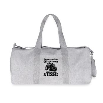 Born To Drive A Tractor Forced To Go To School - Recycled Canvas Sports Bag by Stanley/Stella - heather grey - Front