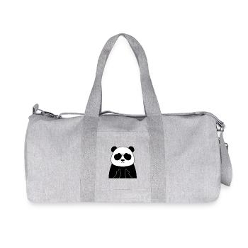 Panda with Sunglasses Middle Finger - Recycled Canvas Sports Bag by Stanley/Stella - heather grey - Front