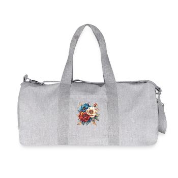 Blumenbouquet in Neonfarben - Recycelte Canvas-Sporttasche von Stanley/Stella - Grau meliert - Vorne
