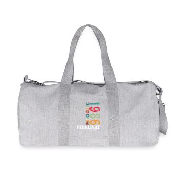 40. Geburtstag Februar 1986 Vintage Jahrgang - Recycelte Canvas-Sporttasche von Stanley/Stella - Grau meliert - Vorne