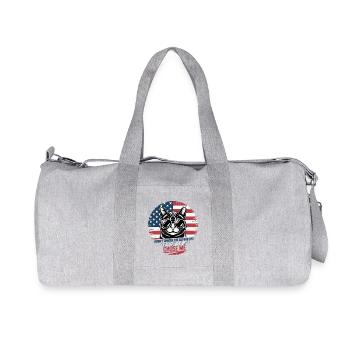 American Flag Cat Lover, Valentine Cat Dad Life - Recycled Canvas Sports Bag by Stanley/Stella - heather grey - Front