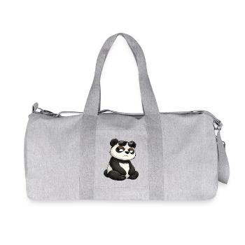 Cool panda cartoon with sunglasses grim - Recycled Canvas Sports Bag by Stanley/Stella - heather grey - Front
