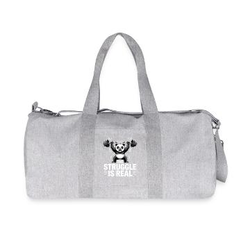 Panda Kraft: The Struggle is Real - Recycelte Canvas-Sporttasche von Stanley/Stella - Grau meliert - Vorne