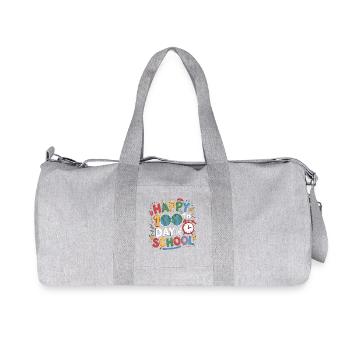 Hundertster Schultag – Buntes Motiv - Recycelte Canvas-Sporttasche von Stanley/Stella - Grau meliert - Vorne