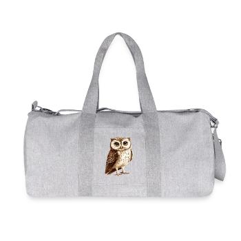 Tawny Owl Illustration in Warm Brown Tones - Recycled Canvas Sports Bag by Stanley/Stella - heather grey - Front