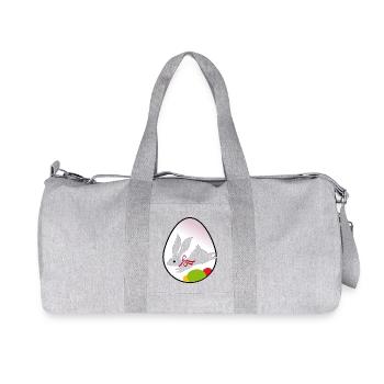 Osterhase-Silhouette im Ei - Recycelte Canvas-Sporttasche von Stanley/Stella - Grau meliert - Vorne