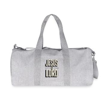 Jesus Is Lord - Christliches Typo Design - Recycelte Canvas-Sporttasche von Stanley/Stella - Grau meliert - Vorne