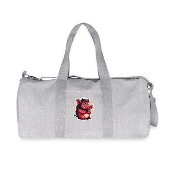 Angry Red Boar Cartoon - Recycled Canvas Sports Bag by Stanley/Stella - heather grey - Front