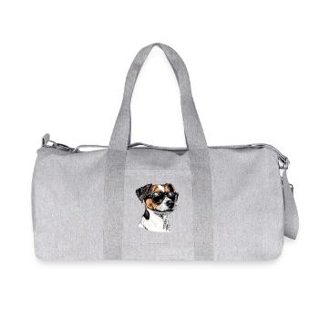 Sonnenbrillen-Hundeporträt Jack Russel Terrier - Recycelte Canvas-Sporttasche von Stanley/Stella - Grau meliert - Vorne