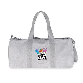Des extraterrestres enlèvant des dinosaures : OVNI de dessin animé drôle - Sac de sport en toile recyclée Stanley/Stella - gris chiné - Devant