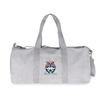 Gray Wolf Girl Timber Wolf - Recycled Canvas Sports Bag by Stanley/Stella - heather grey - Front