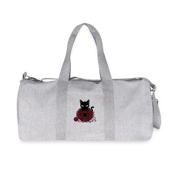 Black cat in a red ball of wool - Recycled Canvas Sports Bag by Stanley/Stella - heather grey - Front