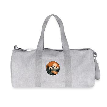 Bergsee mit Katze Silhouette - Recycelte Canvas-Sporttasche von Stanley/Stella - Grau meliert - Vorne