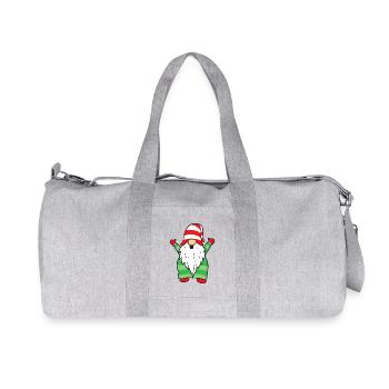 Gestreifter Hutzwerg auf grünem Pullover - Recycelte Canvas-Sporttasche von Stanley/Stella - Grau meliert - Vorne
