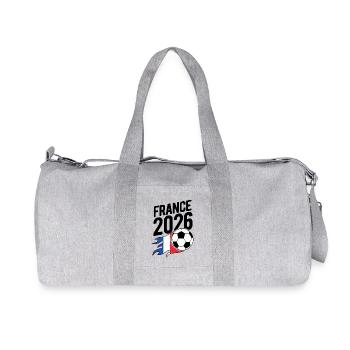 France 2026 Fußball Flamme mit Flagge - Recycelte Canvas-Sporttasche von Stanley/Stella - Grau meliert - Vorne