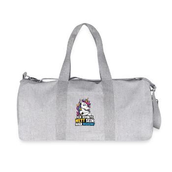 Ich Könnte Nett Sein Aber Warum Einhorn Spruch - Recycelte Canvas-Sporttasche von Stanley/Stella - Grau meliert - Vorne
