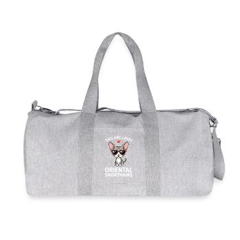 Cadeau de chat en plaisanterie sur les expressions orientales à poil court - Sac de sport en toile recyclée Stanley/Stella - gris chiné - Devant