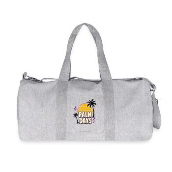 Palm Days – Retro sunset and palm trees - Recycled Canvas Sports Bag by Stanley/Stella - heather grey - Front