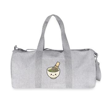Süße Kawaii-Matcha-Schüssel mit Schneebesen - Recycelte Canvas-Sporttasche von Stanley/Stella - Grau meliert - Vorne