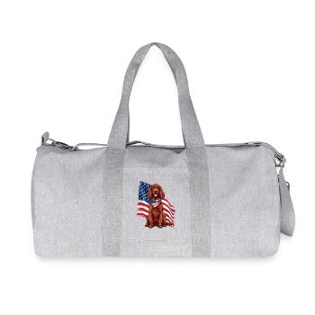 Irischer Zuspieler Amerikanische Flagge – Red Setter Dog Dad - Recycelte Canvas-Sporttasche von Stanley/Stella - Grau meliert - Vorne