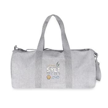 Motif de l’île de la mer du Nord avec Vent Sylt et dunes - Sac de sport en toile recyclée Stanley/Stella - gris chiné - Devant