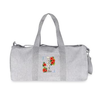 Sensation de Majorque avec hibiscus et feuilles tropicales - Sac de sport en toile recyclée Stanley/Stella - gris chiné - Devant