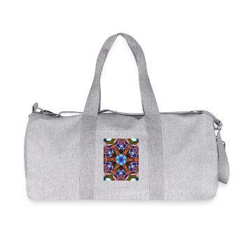 Bunter kaleidoskopische Mandala - Recycelte Canvas-Sporttasche von Stanley/Stella - Grau meliert - Vorne