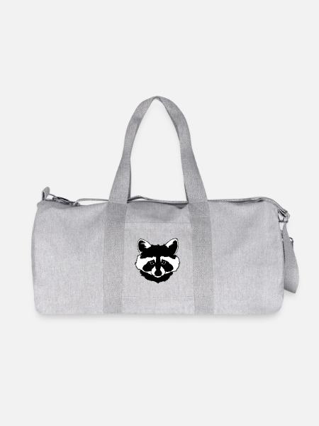 Tête de raton laveur noir et blanc - Sac de sport en toile recyclée Stanley/Stella - gris chiné