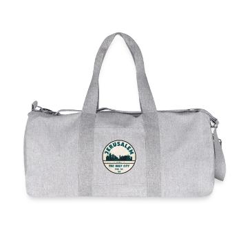 Jerusalem Skyline Retro Badge - Recycled Canvas Sports Bag by Stanley/Stella - heather grey - Front