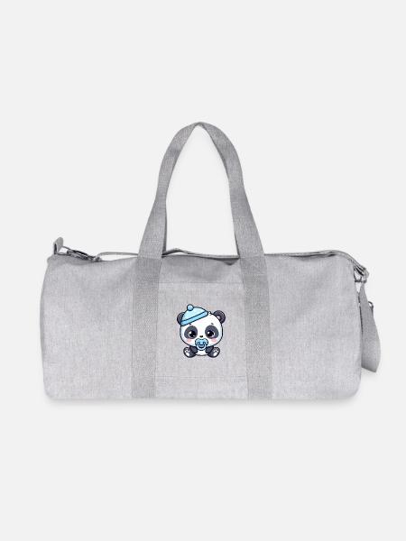 Baby panda in blue hat - Recycled Canvas Sports Bag by Stanley/Stella - heather grey