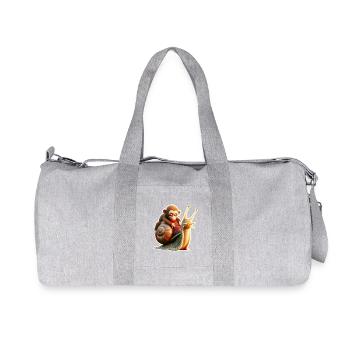 Monkey on Snail: Playful Friendship - Recycled Canvas Sports Bag by Stanley/Stella - heather grey - Front