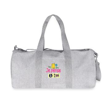 I'm thinking of you - Happy Cat - Recycled Canvas Sports Bag by Stanley/Stella - heather grey - Front