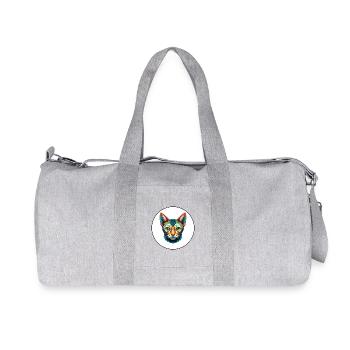 Egyptian Mau Cat Breed Cartoon Kawaii Animal Pet - Recycled Canvas Sports Bag by Stanley/Stella - heather grey - Front