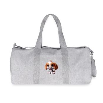 Playful dog motif with crown - Recycled Canvas Sports Bag by Stanley/Stella - heather grey - Front