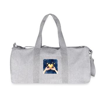 Gold heart in the starry sky - Recycled Canvas Sports Bag by Stanley/Stella - heather grey - Front