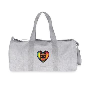 Schäferhund Hund Herz Love - Recycelte Canvas-Sporttasche von Stanley/Stella - Grau meliert - Vorne